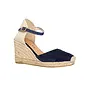 NAVY PAISLEY  SUEDE WEDGE