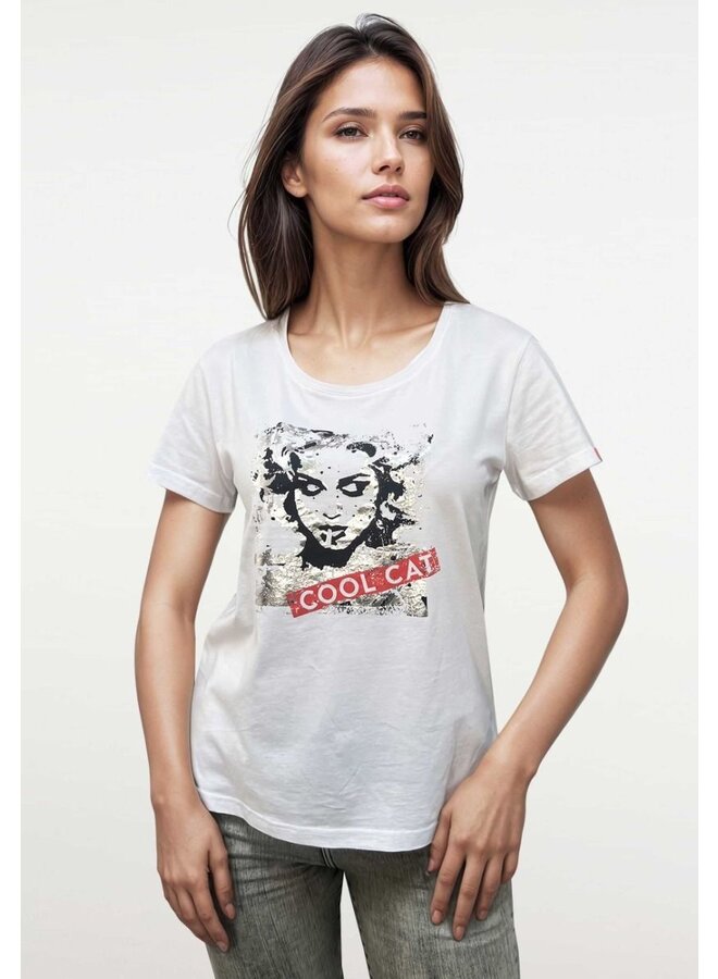 "COOL CAT"WHITE T-SHIRT 42