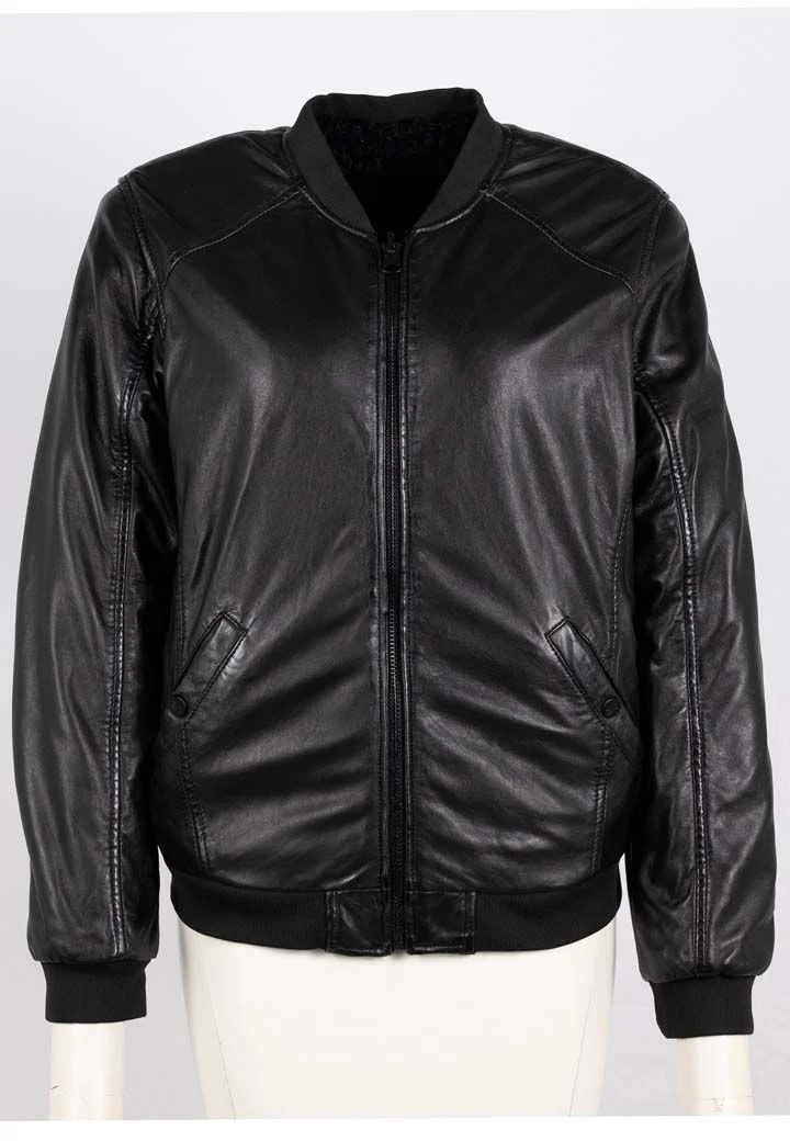 BOMBER CUIR REVERS. NOIR CAJODI