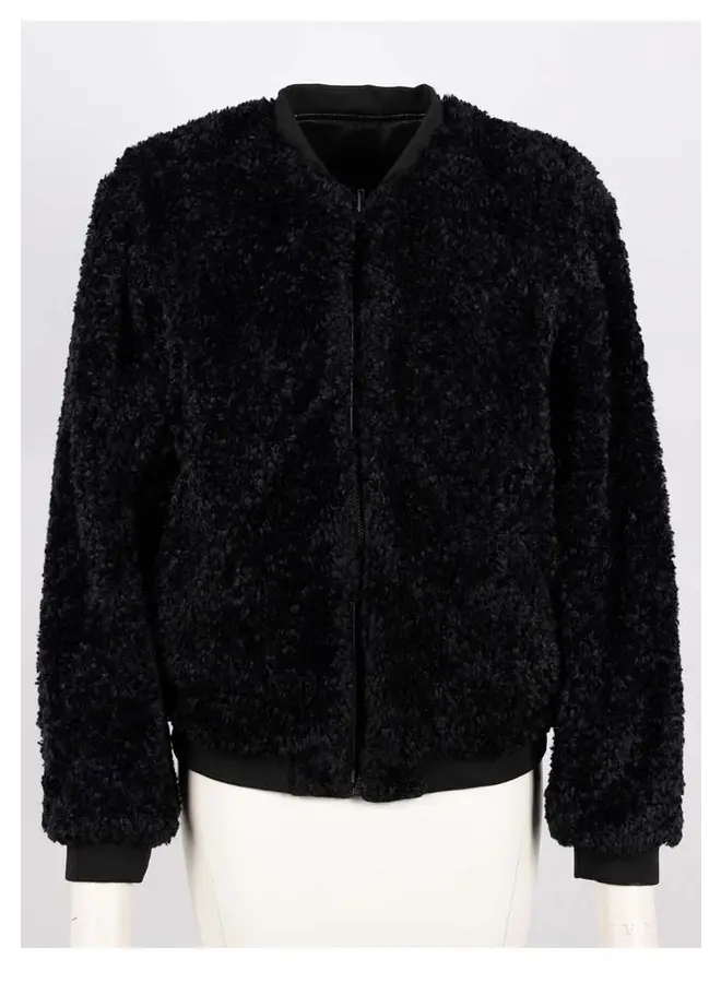 BOMBER CUIR REVERS. NOIR