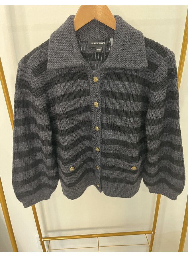 CARDIGAN RAYÉ GRIS/NOIR