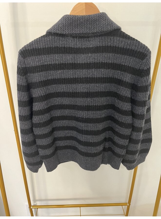 CARDIGAN RAYÉ GRIS/NOIR