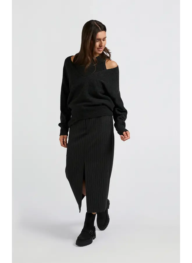 JUPE LONGUE RAY. GRIS