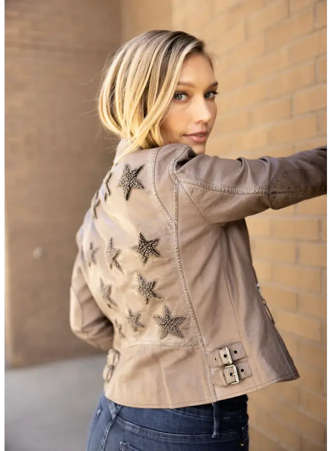 JACKET CUIR CHRISTY ÉTOILES