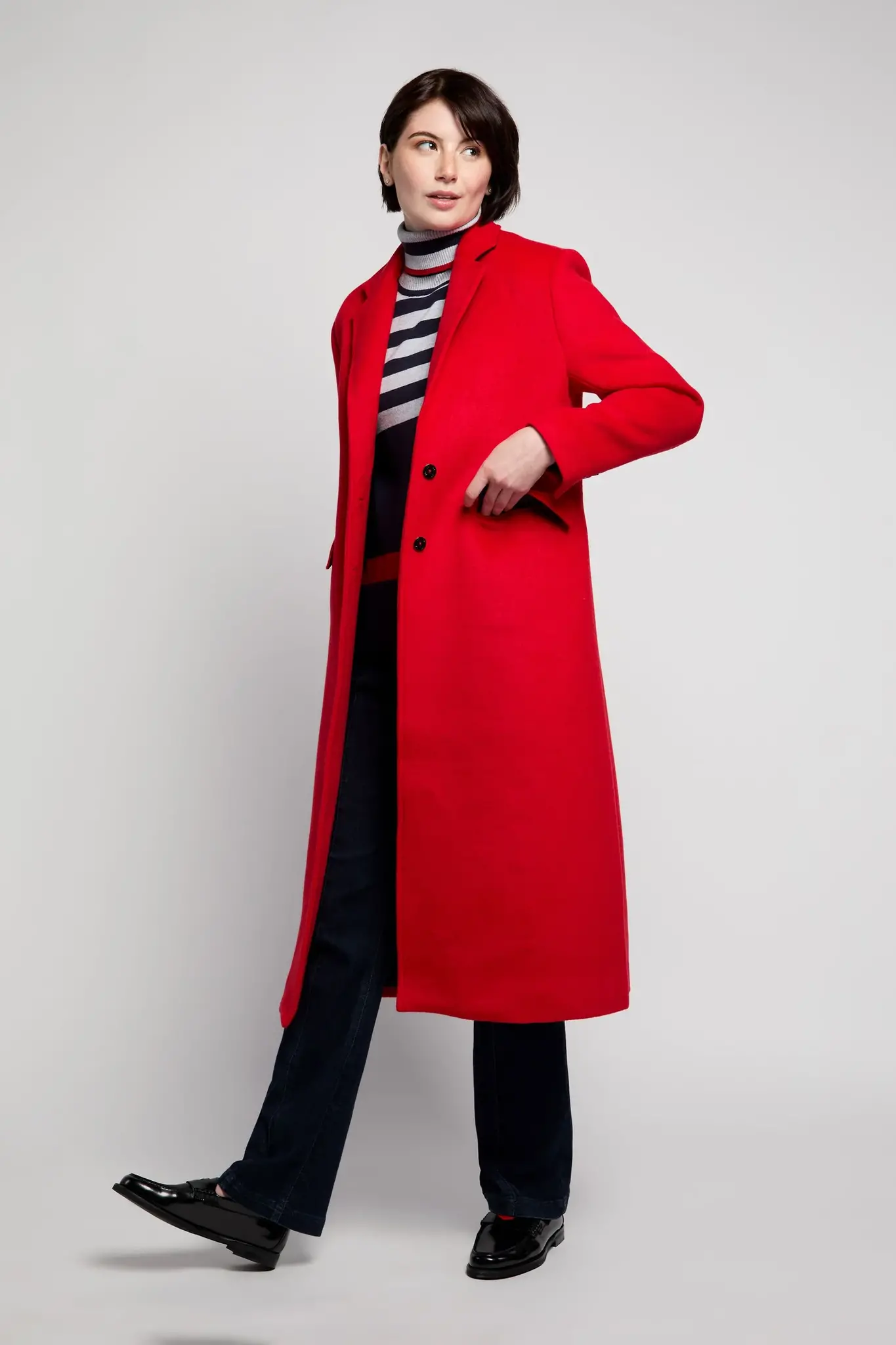 MANTEAU DE LAINE ROUGE CAJODI