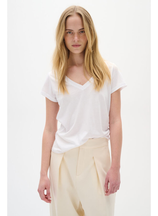 T-SHIRT RENA COL V BLANC