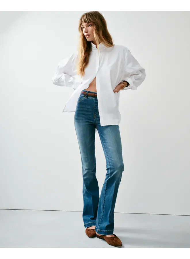 JEANS PULL-ON FLARE BLEU