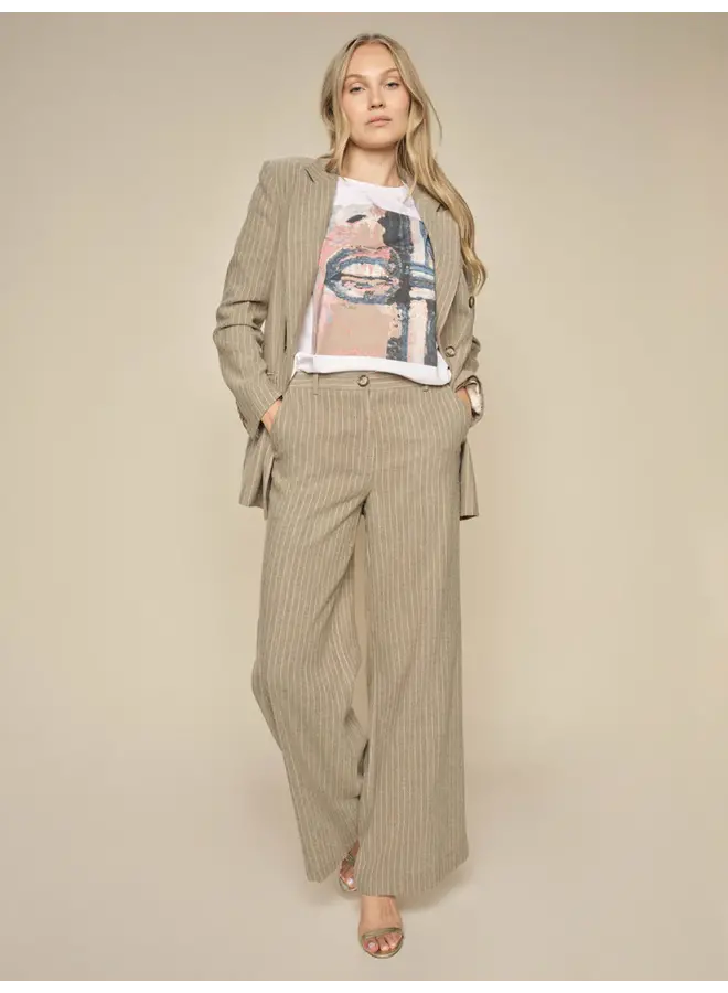 PANT. ENYA PINSTRIPE TAUPE