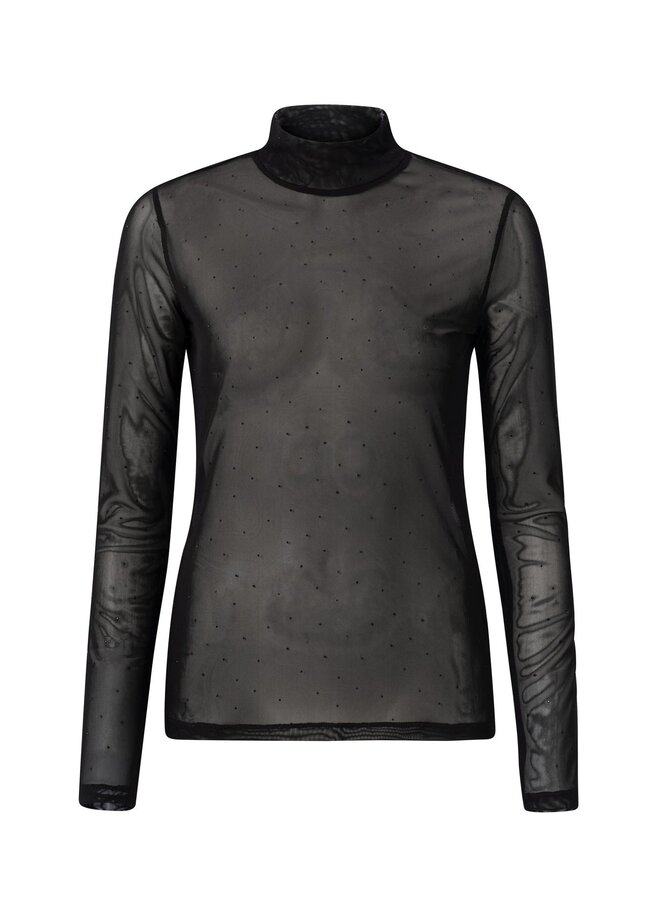 TOP MESH BRILLANT NOIR