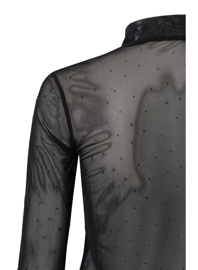 TOP MESH BRILLANT NOIR
