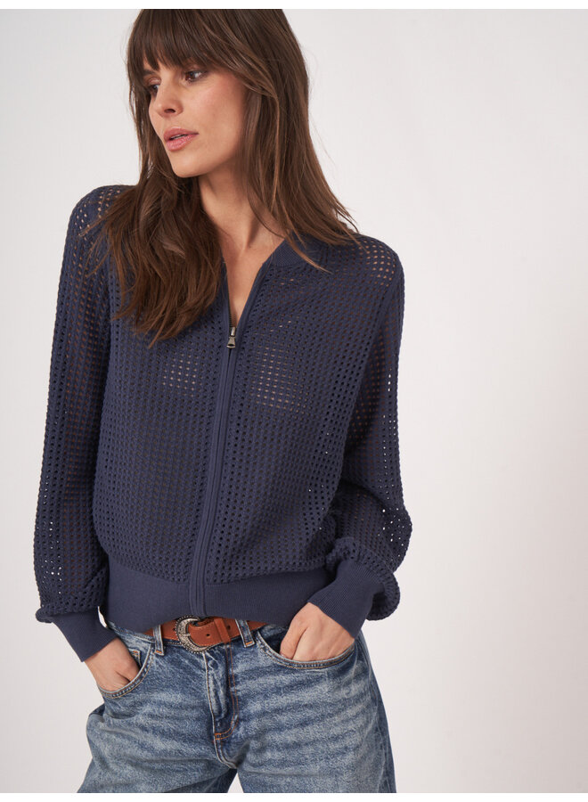 CARDIGAN AJOURÉ MARINE