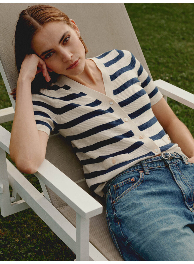 CARDIGAN RAYÉ IVOIRE