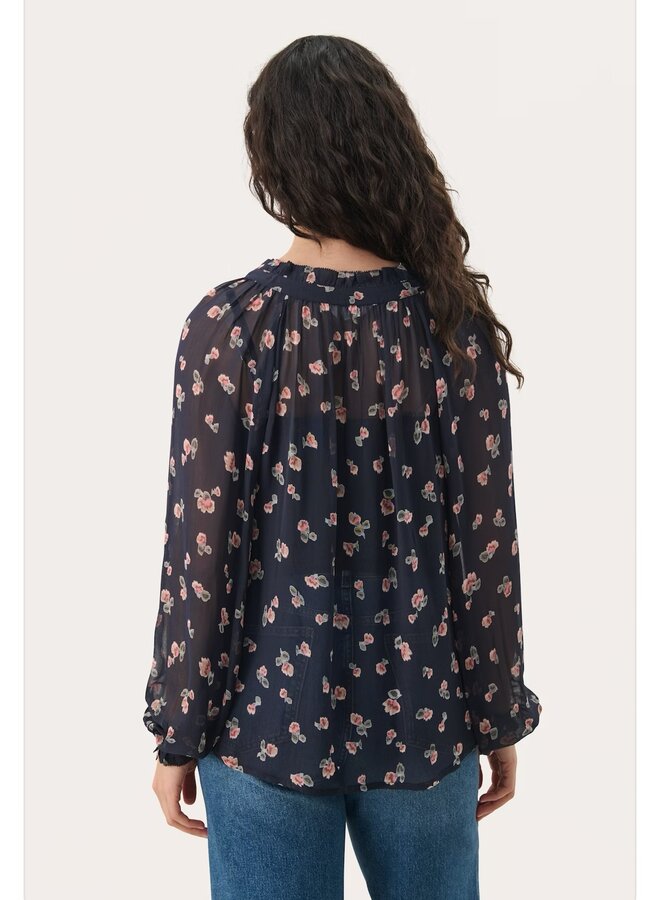 BLOUSE FLEURIE KELSIA MARINE