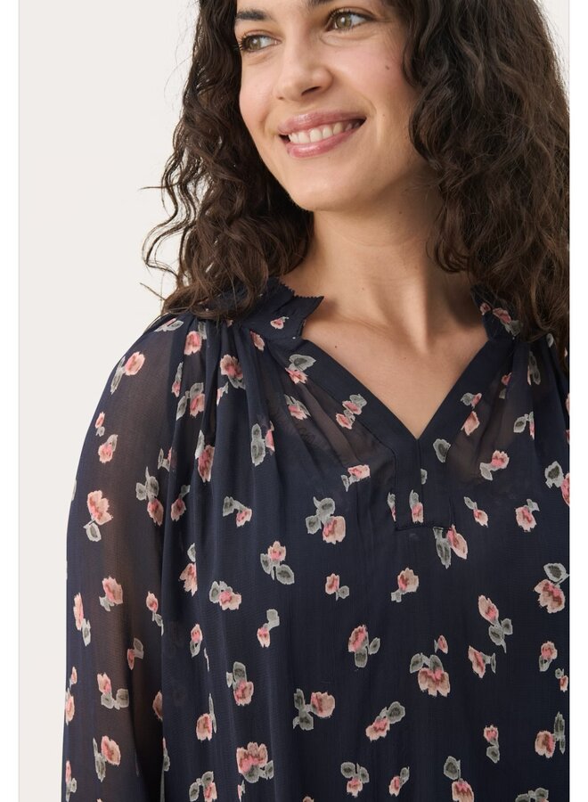 BLOUSE FLEURIE KELSIA MARINE