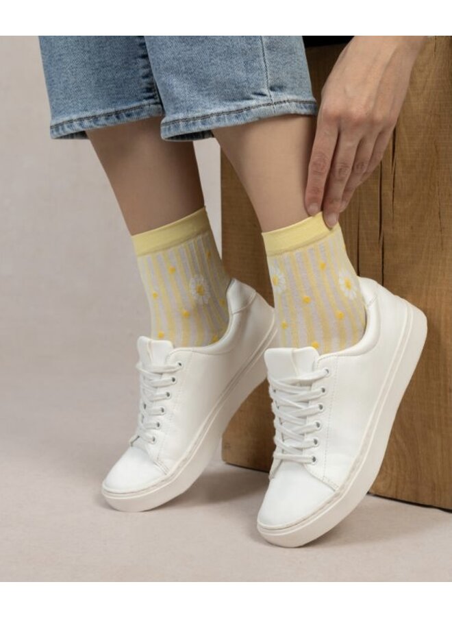 BAS RAYURES MARGUERITES