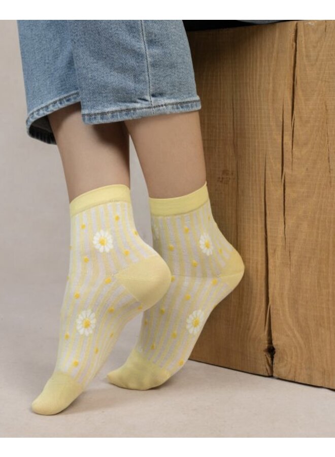 BAS RAYURES MARGUERITES