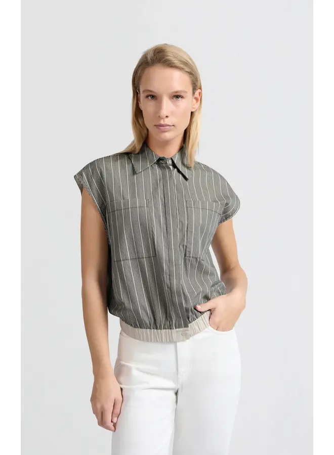 TOP RAYÉ TAILLE ÉLAST. NOIR/BLANC