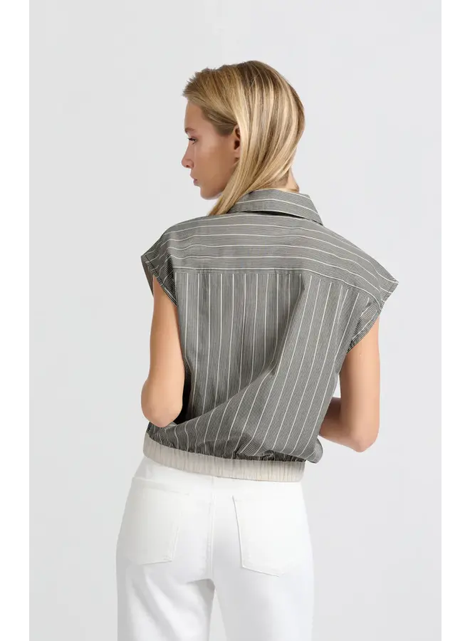 TOP RAYÉ TAILLE ÉLAST. NOIR/BLANC