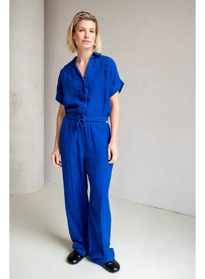 PANTALON LIN BLEU ROYAL