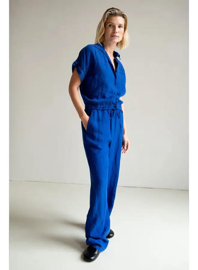 PANTALON LIN BLEU ROYAL