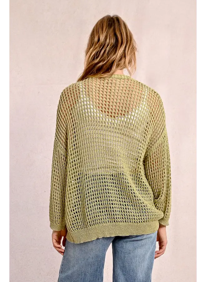 CARDIGAN CROCHET VERT LIME