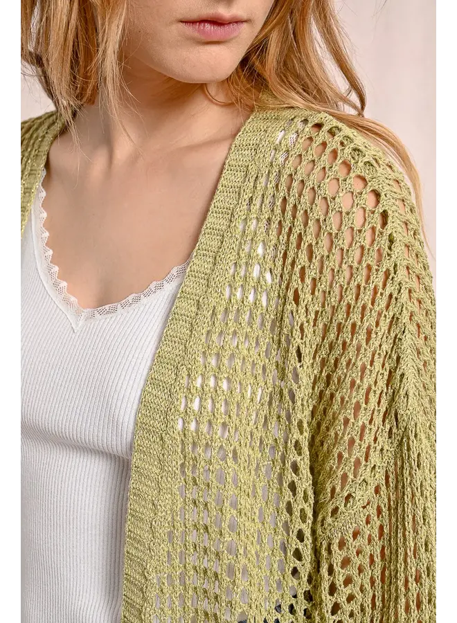 CARDIGAN CROCHET VERT LIME