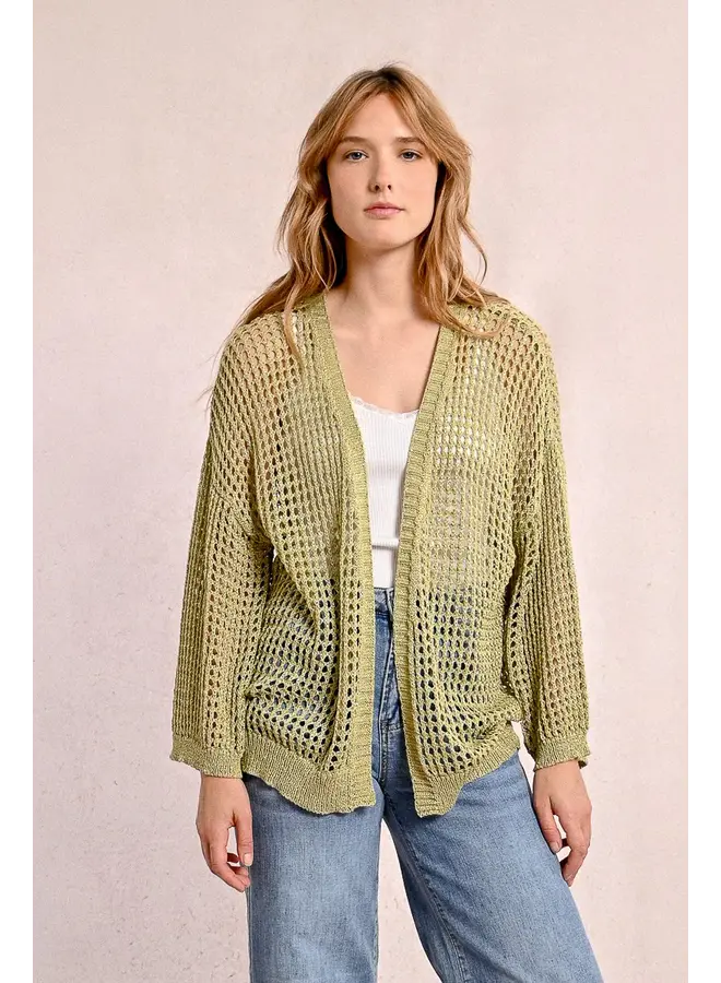 CARDIGAN CROCHET VERT LIME