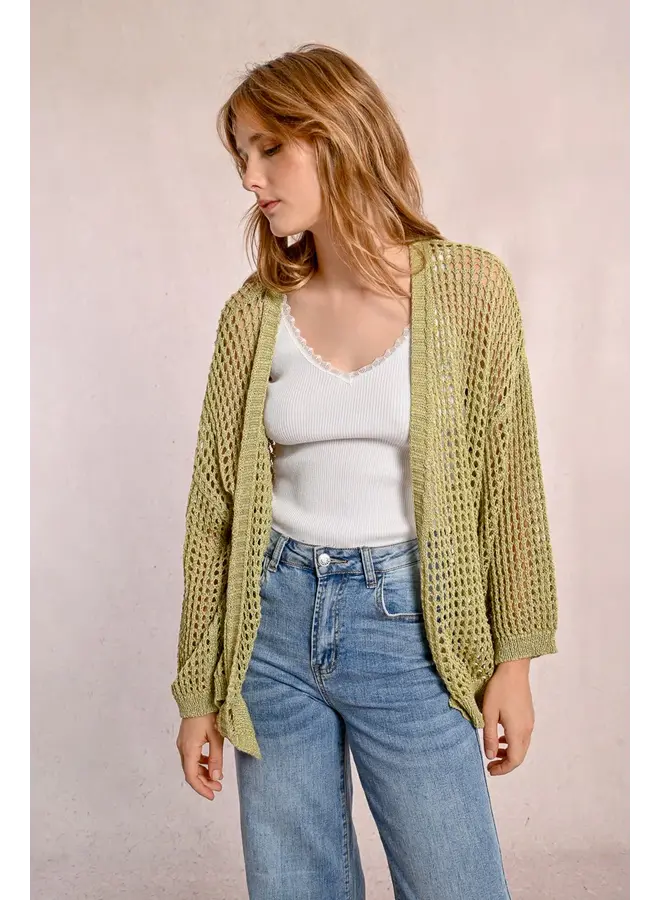 CARDIGAN CROCHET VERT LIME
