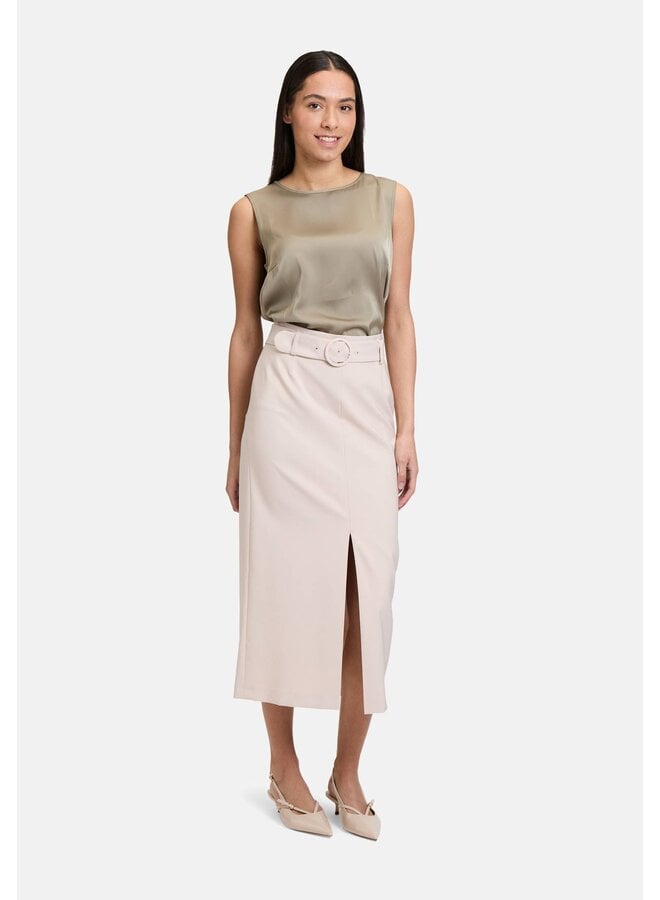 JUPE BEIGE CEINTURÉE