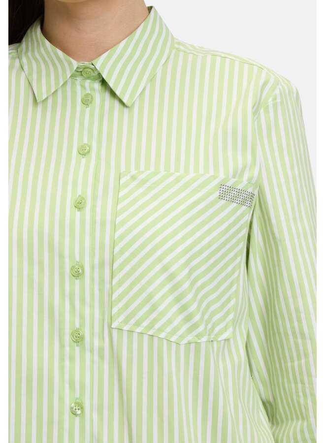 BLOUSE RAYÉE VERT/BLANC