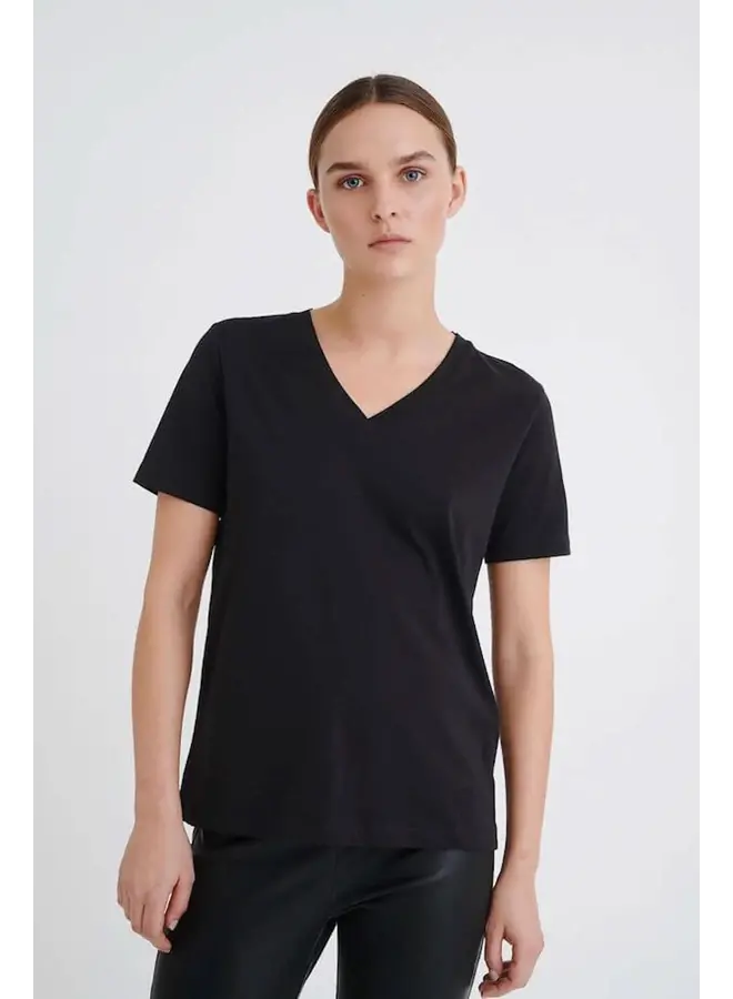 T-SHIRT RENA COL V NOIR