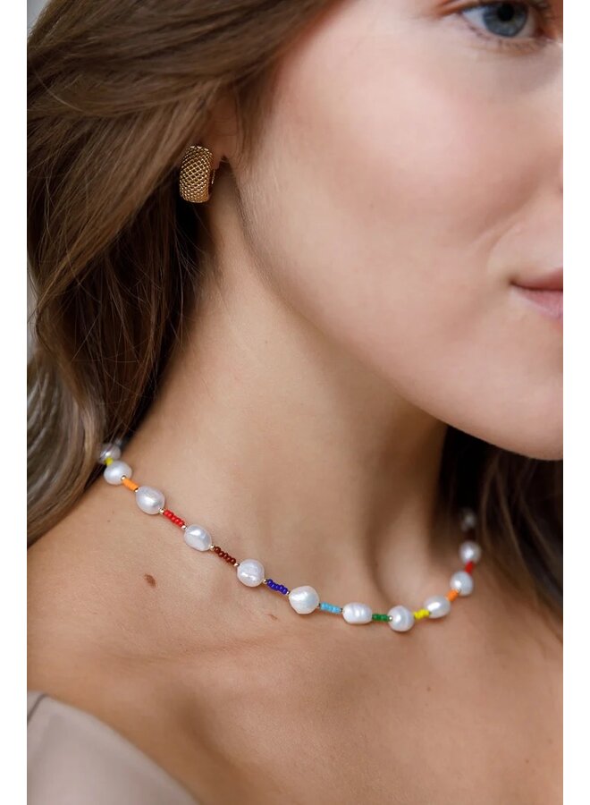 COLLIER PERLES COLORÉES MULTI