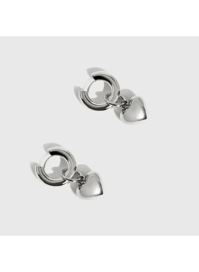 BOUCLES COEURS FLAMES ARGENT