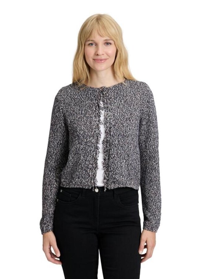 VESTE TRICOT BLEU/BRUN