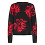 PULL OMEA FLEURS NOIR/ROUGE
