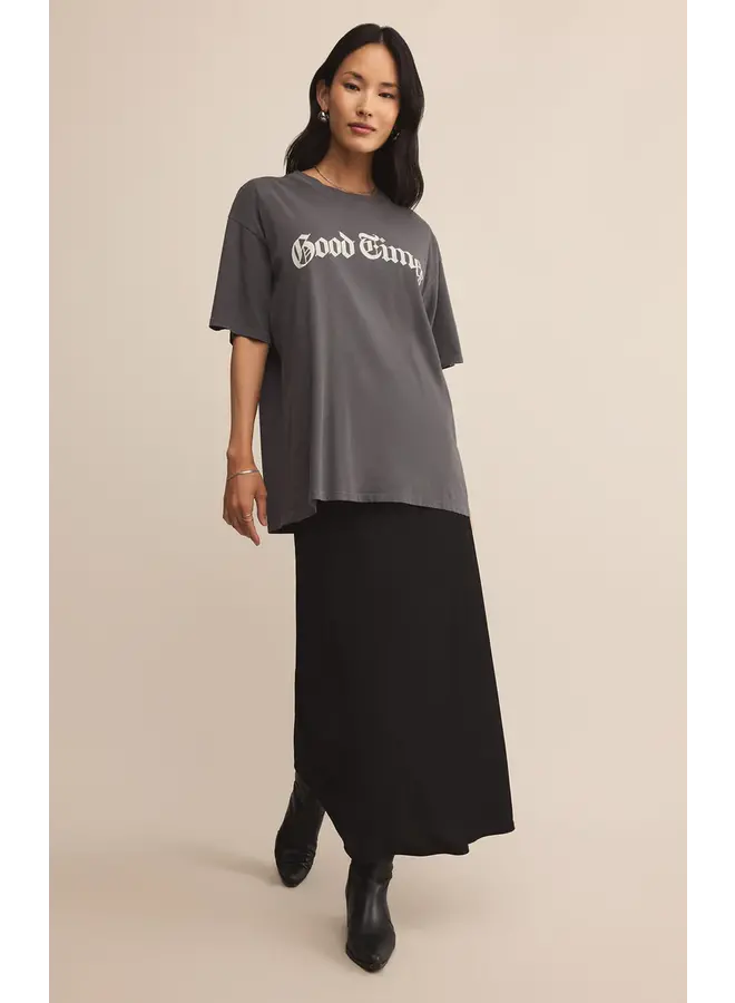 JUPE IZABEL SATIN NOIR