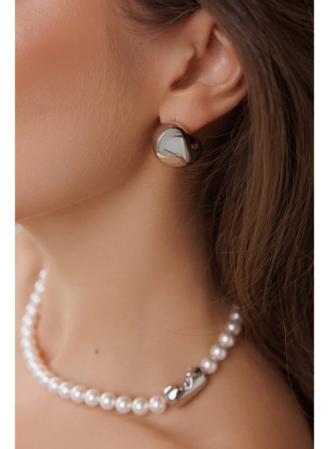 COLLIER PERLES ATTACHE ARGENT