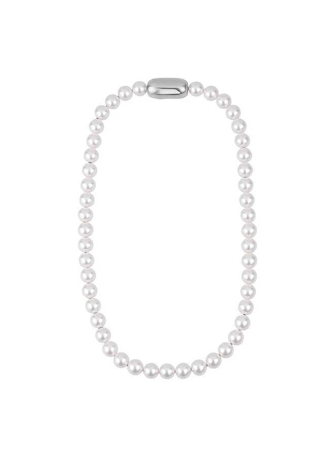 COLLIER PERLES ATTACHE ARGENT