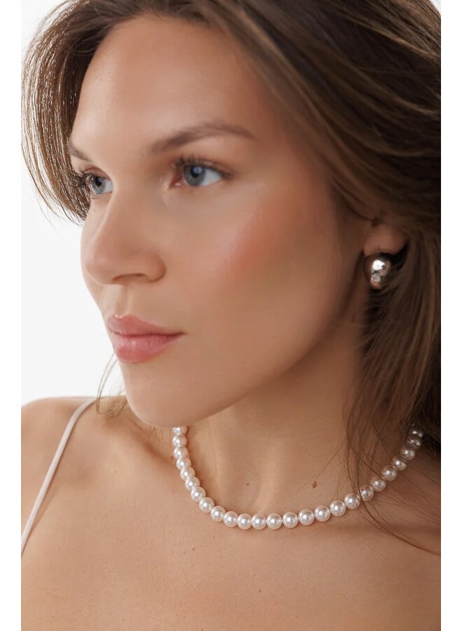 COLLIER PERLES ATTACHE DORÉE