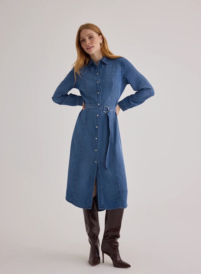 ROBE MIDI YOKE BLEU