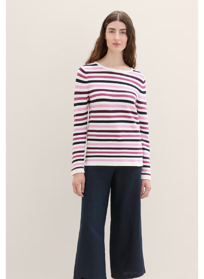 PULL BANDES ROSE/BEIGE