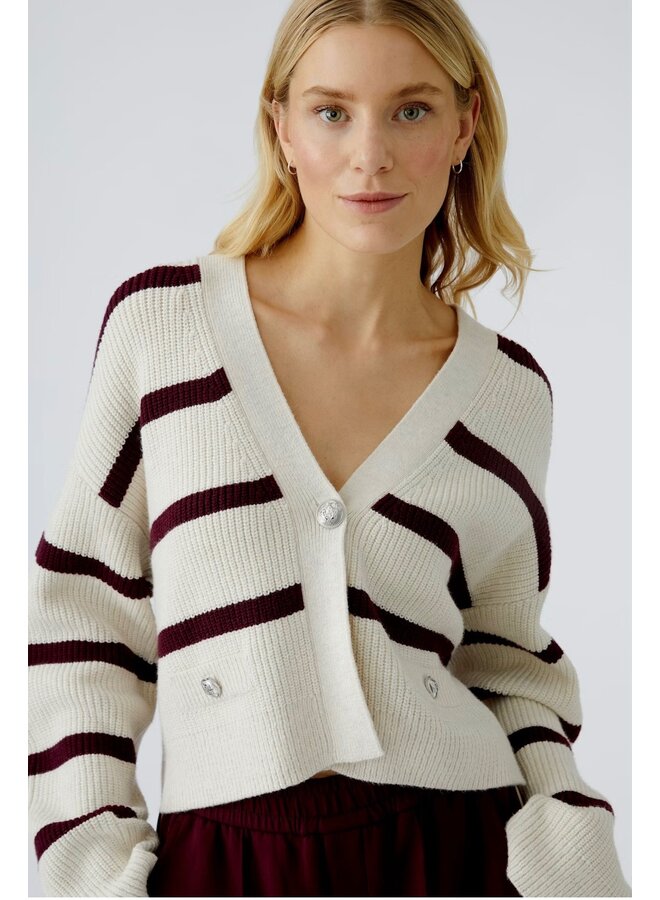 CARDIGAN RAYÉ BOURGOGNE