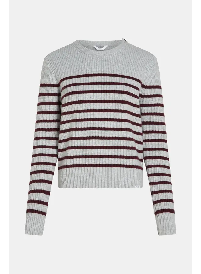 TRICOT RAYURES GRIS/AUBERGINE