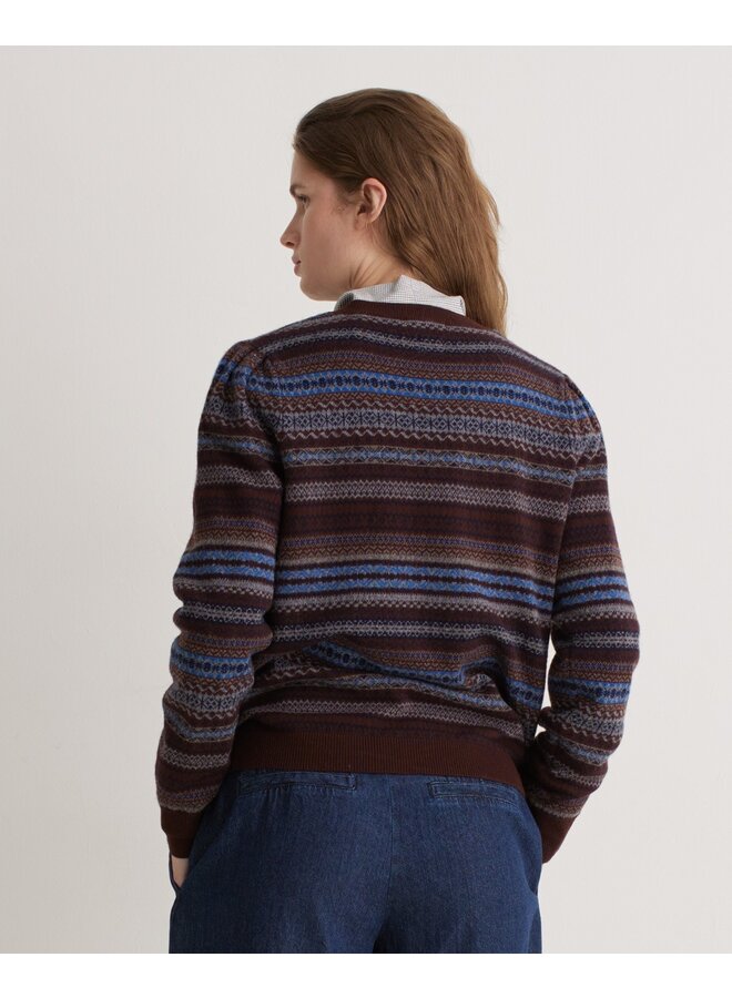 PULL JACQUARD MARRON/BLEU