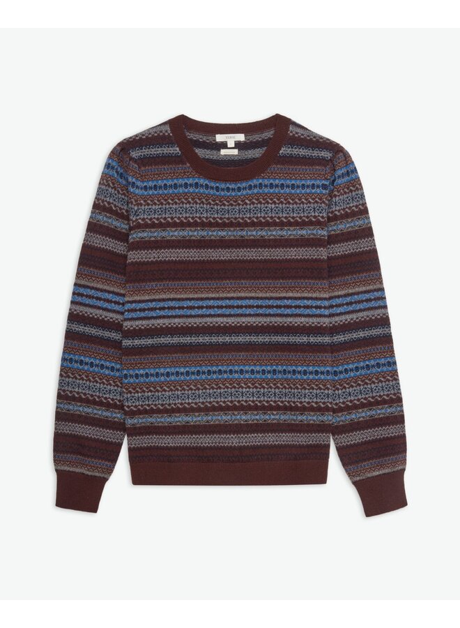 PULL JACQUARD MARRON/BLEU