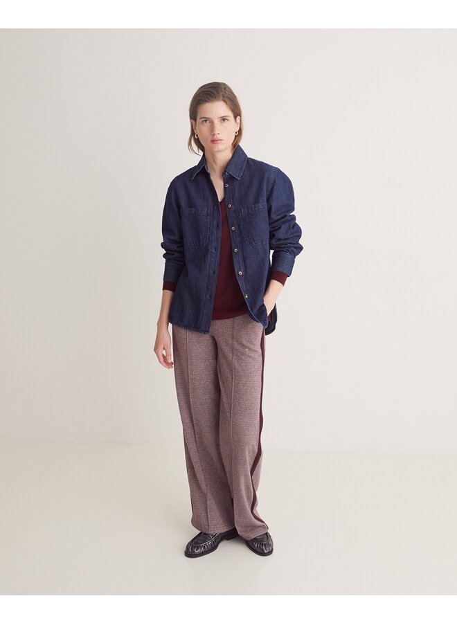 PANTALON JACQUARD AUBERGINE