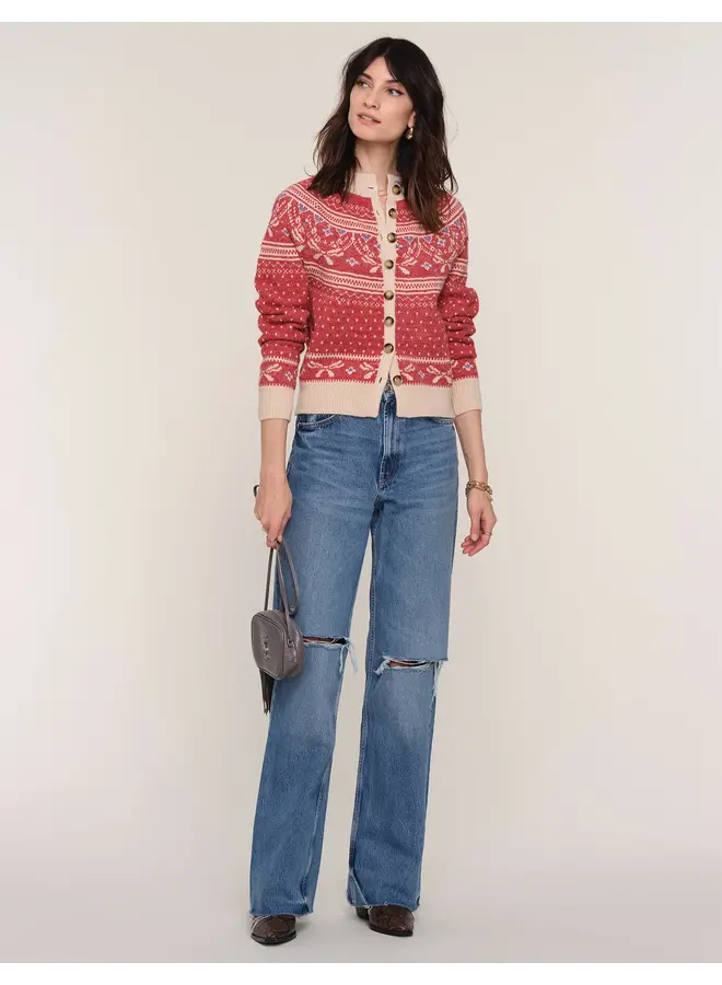 CARDIGAN SCARLET ROSE/IVOIRE