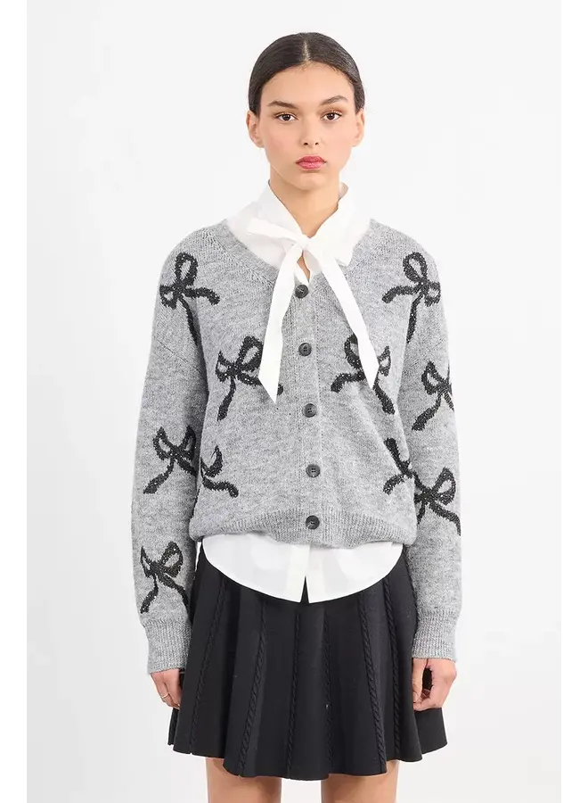 CARDIGAN GRIS AVEC BOUCLES