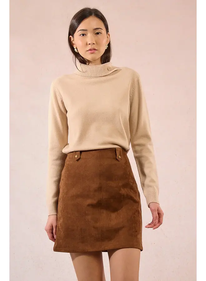 JUPE BRUNE FAUX CUIR