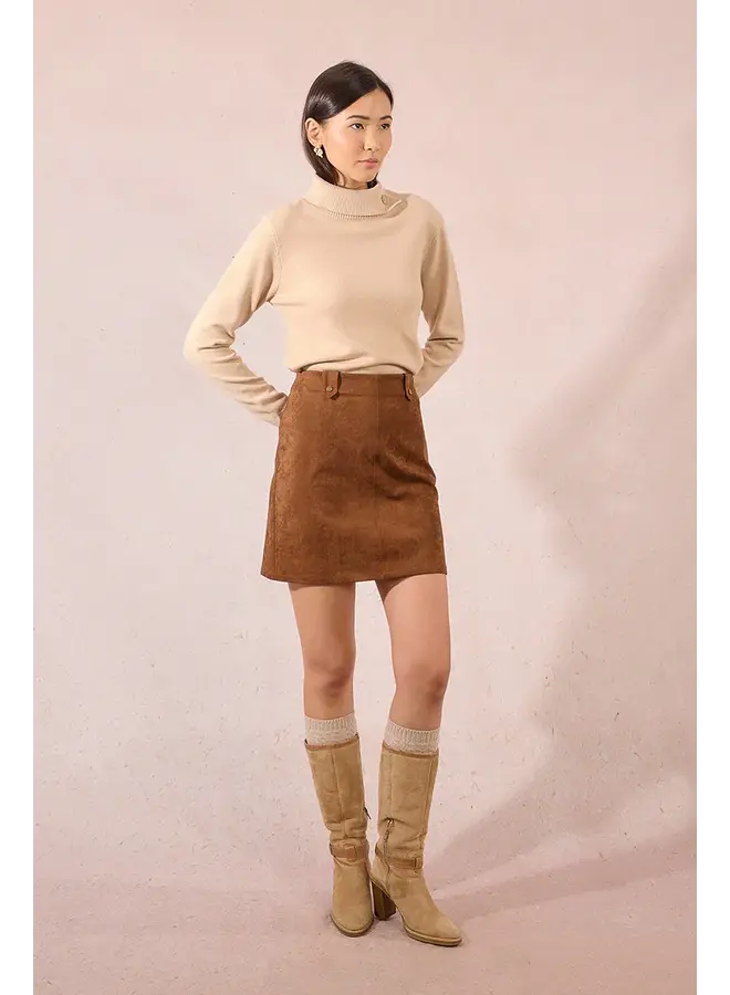 JUPE BRUNE FAUX CUIR